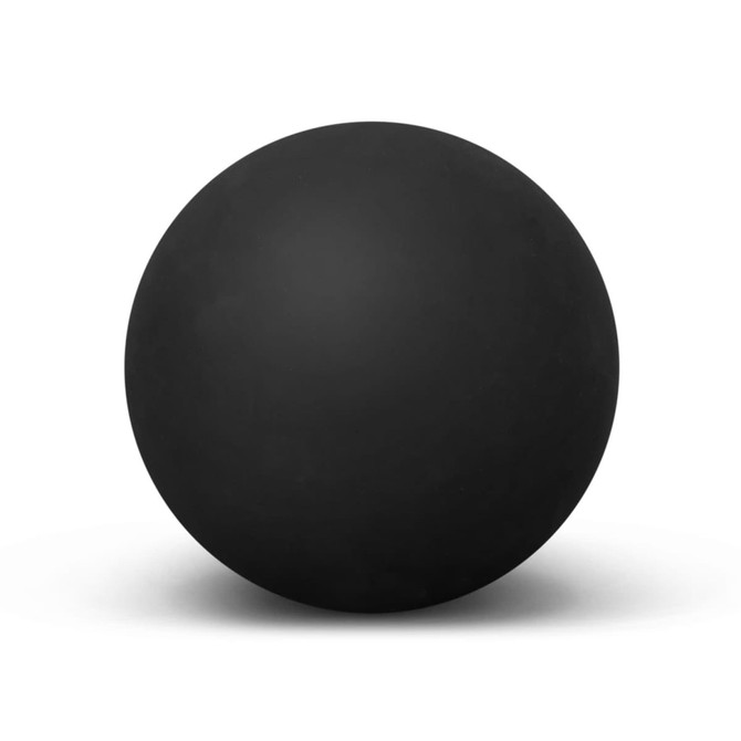 A black Hi-Bounce Ball with a smooth surface, featuring a simple round shape and no visible branding.