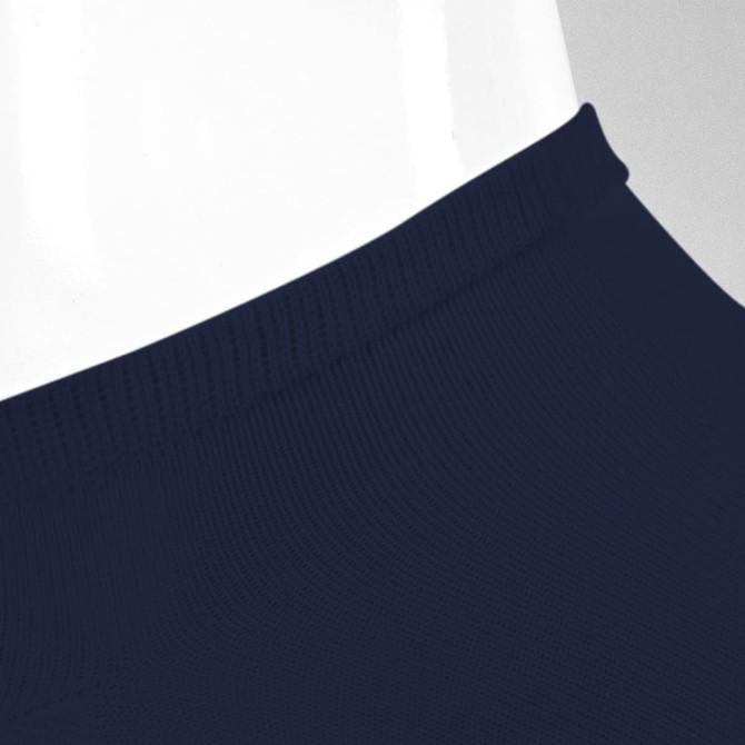 A close-up of dark navy ankle socks showing the elastic band and smooth texture. The image has a simple background.