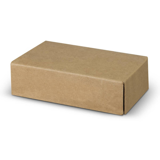 A brown cardboard box with a rectangular shape, featuring a smooth, plain exterior.