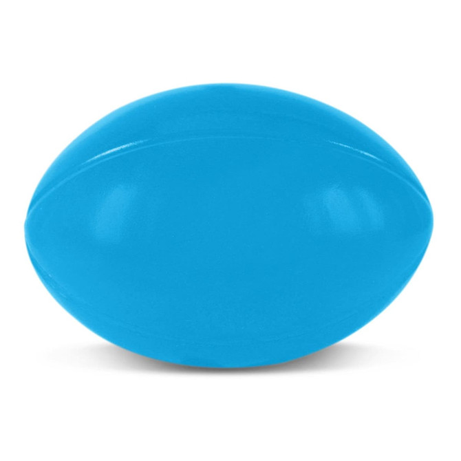 A blue stress rugby ball designed for fun and relaxation.