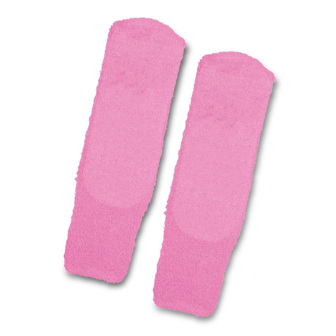 Soft, fluffy grip socks in a vibrant pink shade, featuring a textured design for added grip.