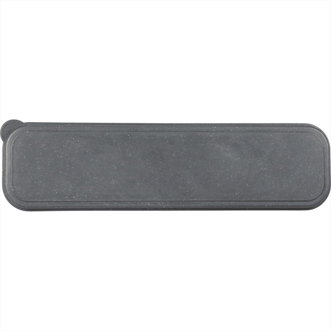 A bamboo fibre cutlery set in a sleek, dark grey storage case, featuring a logo.