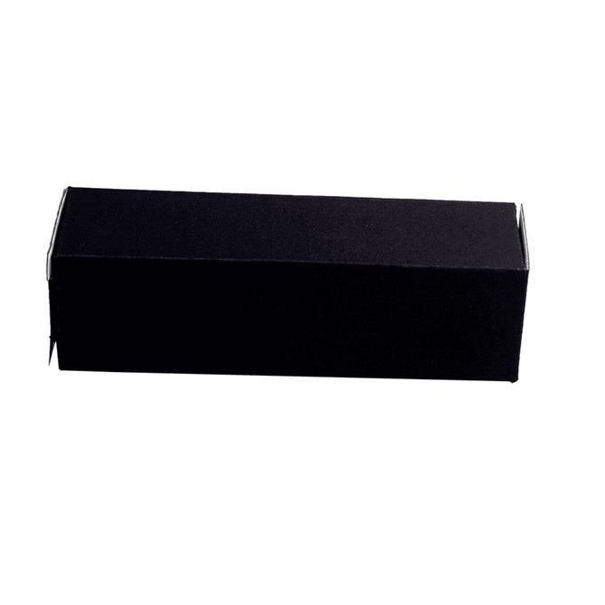 A black rectangular box suitable for packaging, featuring a simple design without visible branding.