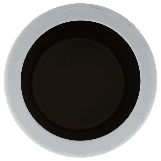 A drink bottle holder in black with a white rim. Features a logo on the surface.
