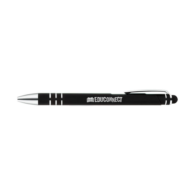 A black stylus pen with a silver tip and clip, featuring the logo "EDUCONNECT" prominently displayed.