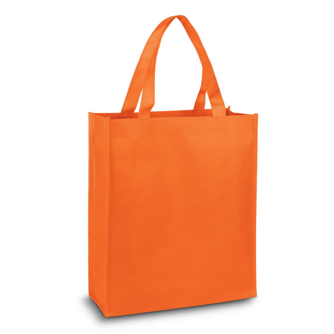 An orange A4 tote bag with sturdy handles and a simple design, featuring a logo.