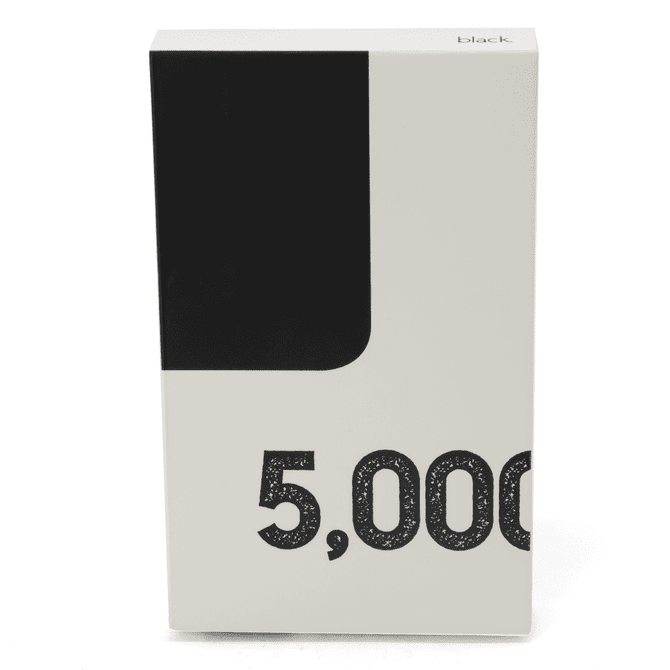 A white and black box featuring the text "5,000" prominently. The box has a sleek, modern design and a logo.