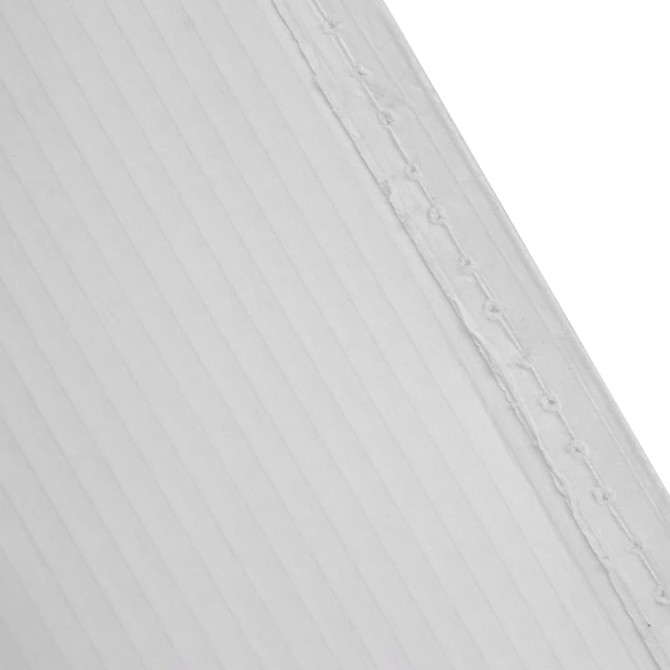 A plain white paper bag with a ribbed texture and visible stitching along the edge.