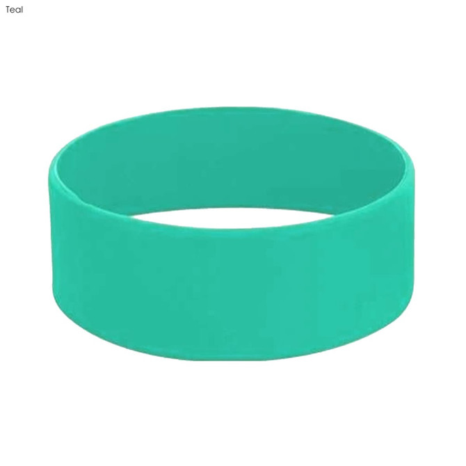 A teal silicone wristband with a smooth, solid design, suitable for exhibitions and events.