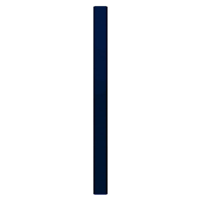 A carpenter pencil in a deep blue colour with a straight, elongated shape and a branding logo.