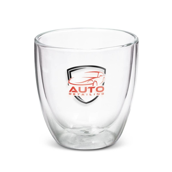 A double wall glass with a capacity of 310ml, featuring a logo design for "AUTO DETAILING."