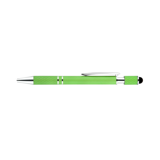 A green Elara Spinner Pen with a textured grip and chrome accents, featuring a logo on the barrel.
