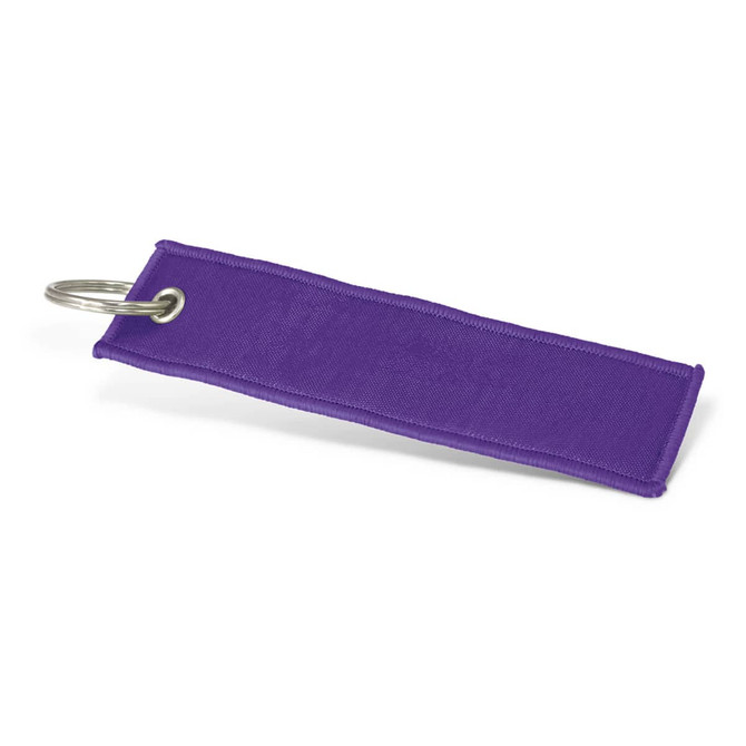 A purple woven key ring with a metal attachment loop, featuring a plain design.
