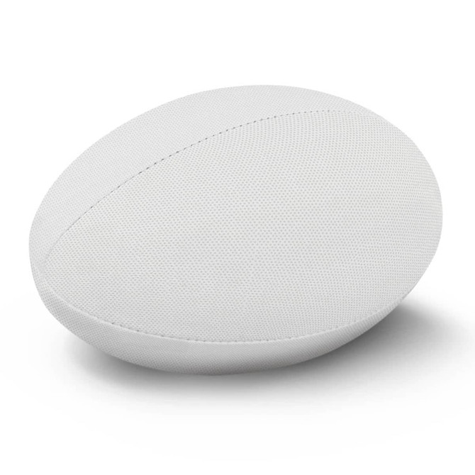 A rugby ball with a smooth, textured surface designed for professional play, presented in a plain white color.