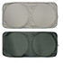 A solar car sun shade featuring two circular sections in gray and dark green with an enclosing border.