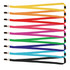 A set of ten woven lanyards in various colors, including orange, red, pink, green, and black, each with a clip.
