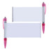 A set of Banner Pens featuring a clear plastic banner section for customizable messaging, with a pink grip and clip.