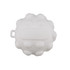 A white rubber ball with a textured surface and round protrusions, featuring a central flat area.