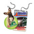 A car air freshener featuring a dog graphic, circular shape, predominantly green, with a tag and string for hanging.