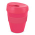 A drink bottle in vibrant pink, featuring a lid and a two-tone design with a logo. Holds 350ml.