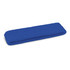 A blue head sweat band, featuring a textured fabric, folded and displayed flat. It includes a logo.