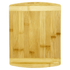 A bamboo cutting board with a smooth, light brown surface and rounded edges, featuring a subtle grain pattern.
