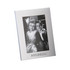 A classic aluminium photo frame in silver, featuring a black and white photo of two children. Includes a logo.
