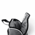 A grey picnic backpack with a zippered opening, featuring an insulated interior for food and drinks.