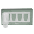 A set of four ribbed highball glasses in clear glass, packaged in a green box with a logo.