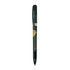 A dark green metal pen with a gold clip and branding.
