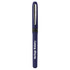 A navy blue pen with a silver clip, featuring a branding logo on the barrel.