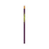 A grey-lead pencil with a purple body and eraser, featuring a logo on the top section.