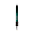 A green metal pen featuring a chrome grip and a black textured grip section, with branding on the barrel.
