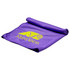 A purple cooling towel with a rolled edge and a logo printed on it.