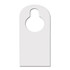 A white double-sided door hanger with a circular cutout at the top. The design is simple and untextured.