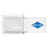 A clear magnifying ruler with a logo, placed over text in a book, featuring a built-in handle.