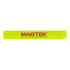 A reflective slap wristband in bright yellow with a logo, designed for events and exhibitions.