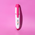 A highlighter in pink and white colours with a branding logo. The body is bold and sleek in design.