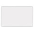 A rectangular magnet with rounded corners, featuring a plain white surface.