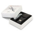 A multi-tool in a black pouch, presented in a white box. The tool has a silver finish and includes various functions.