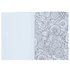 A5 colouring book featuring intricate black and white floral designs on one page and a blank page on the other.
