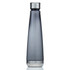 A drink bottle made of grey Tritan, featuring a stainless steel lid and base, with a sleek design.