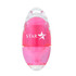 A highlighter in a clear and vibrant pink casing, featuring a logo on the side.