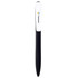 A black and white plastic pen featuring a logo on the clip. Ideal for writing and promotional use.