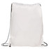 A white drawstring bag with black straps, featuring a simple design and no visible branding.
