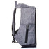 A grey Metro Recycled PET bag with a side pocket and a textured fabric design. Features a logo on the front.