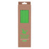 A pack of six green straws in a brown cardboard box, featuring a logo on the front.