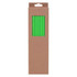 A pack of six bright green straws displayed in a cardboard box with a window. The box includes a logo.