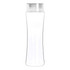 A drink bottle in clear Tritan material with a sleek design and a transparent lid. It features a branding logo.
