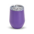A purple drink mug with a clear lid, featuring a sleek mirror finish design. It has a logo on the side.